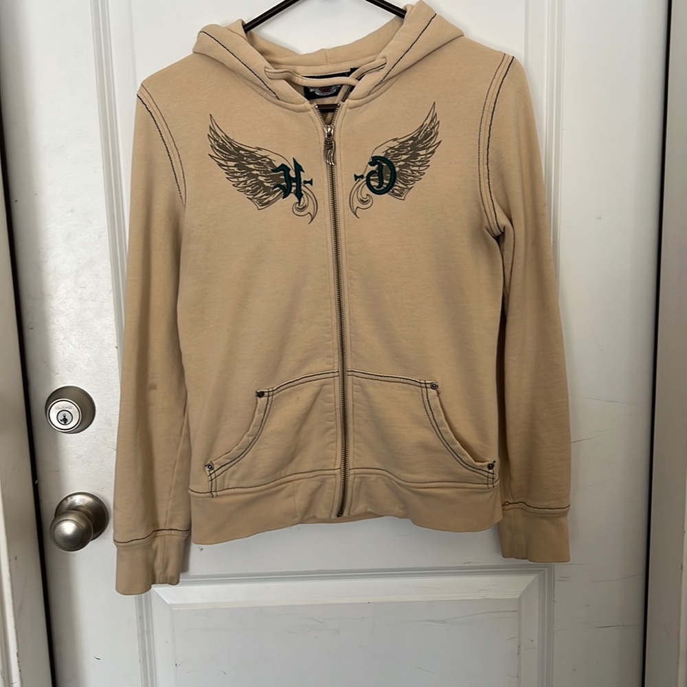 Harley Davidson cream base and embroidered detail jacket